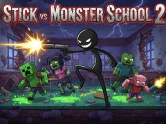 Leikur Stick vs Monster School 2 á netinu