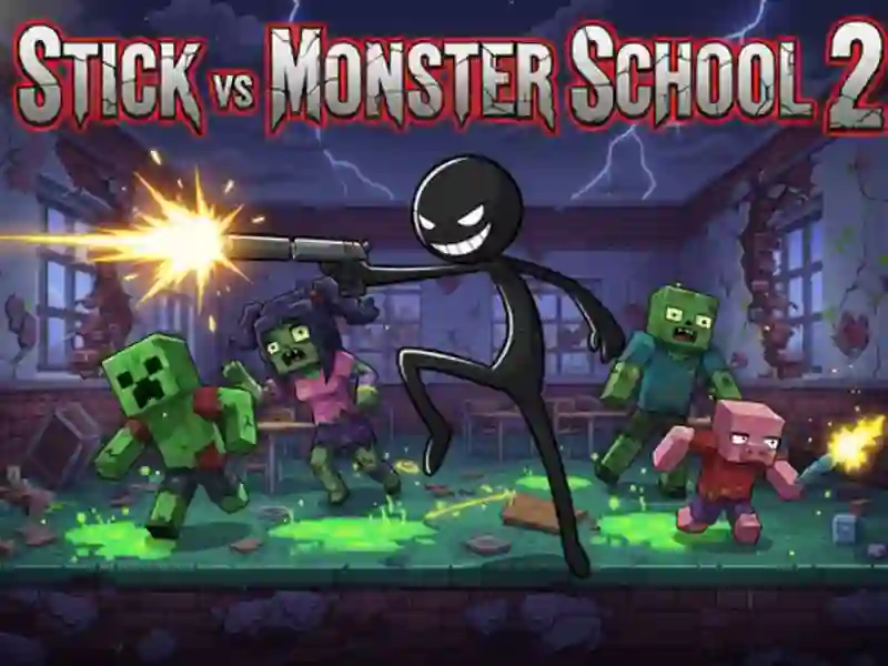Leikur Stick vs Monster School 2 á netinu