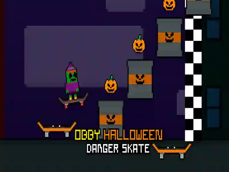 Leikur Obby Halloween Danger Skate á netinu