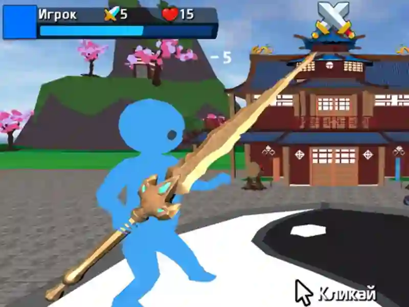 Leikur Obby Stickman á sverðum á netinu