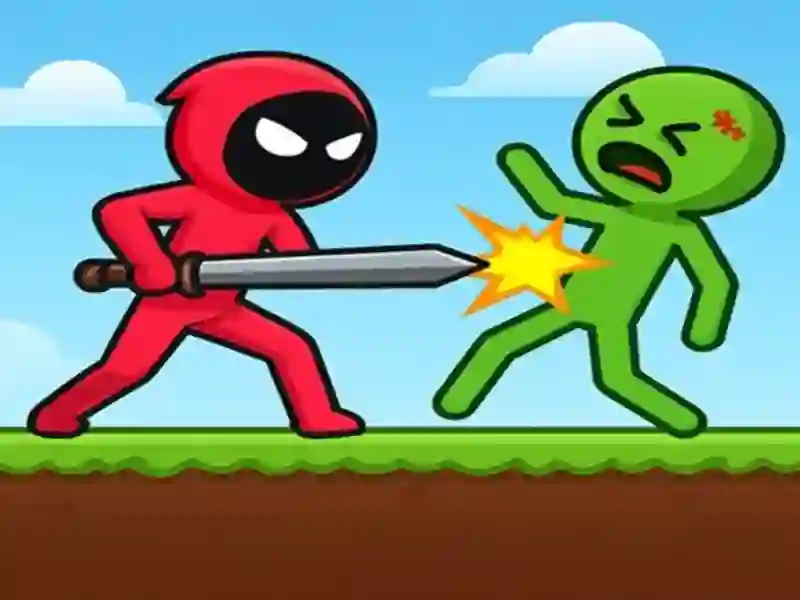 Leikur Red Stickman vs Monster School á netinu
