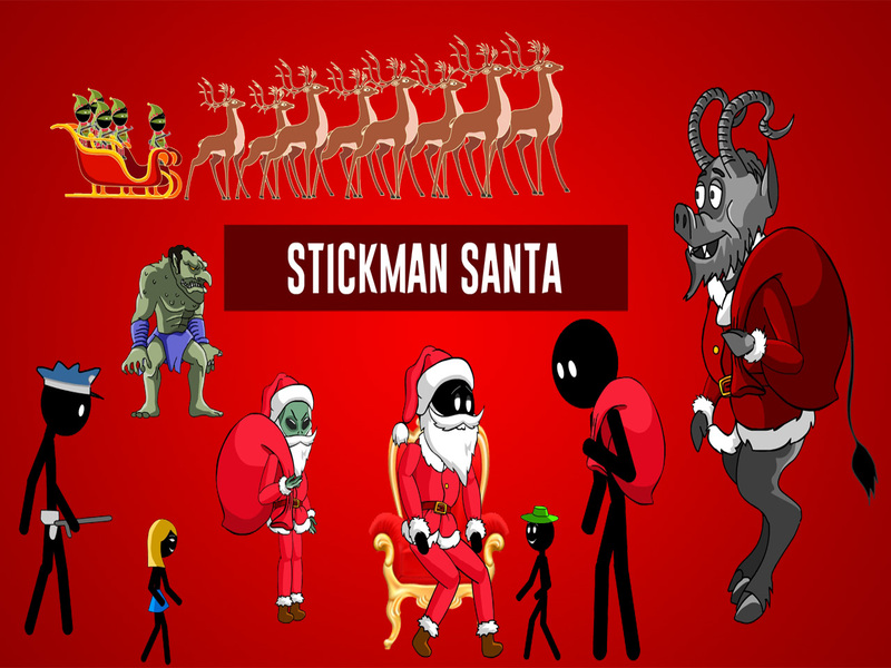 Leikur Stickman jólasveinninn á netinu