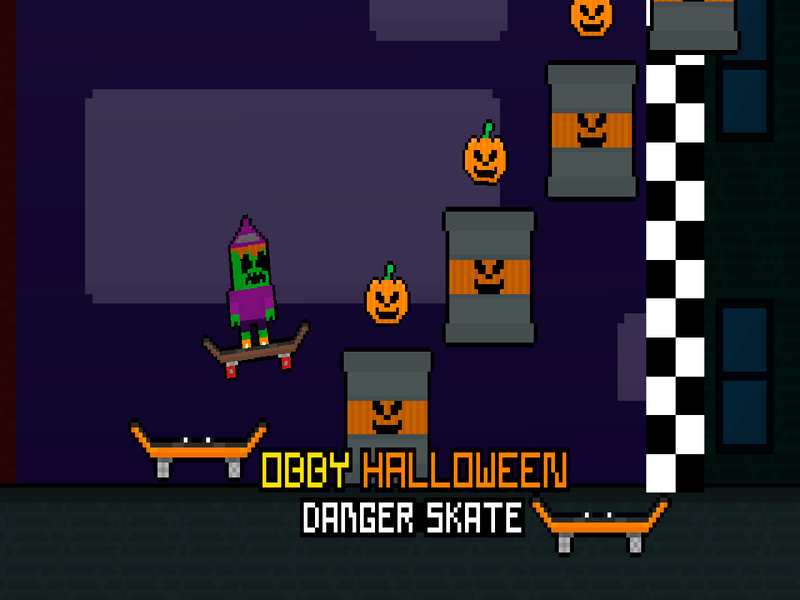 Leikur Obby Halloween Danger Skate á netinu