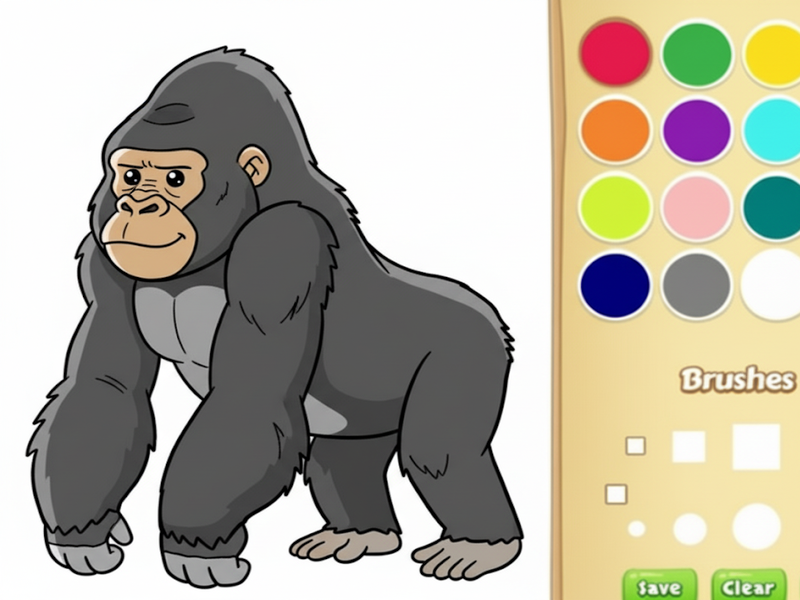 Leikur Gorilla litarbók fyrir börn á netinu