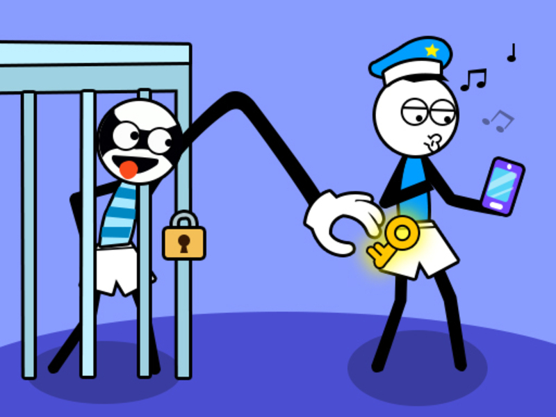 Leikur Stickman tröll þjófur þraut á netinu
