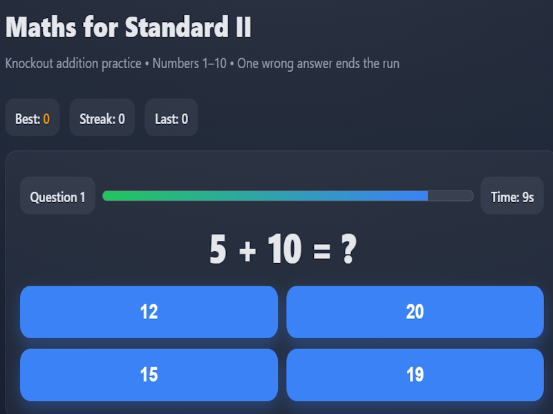 Leikur Stærðfræði fyrir Standard II á netinu